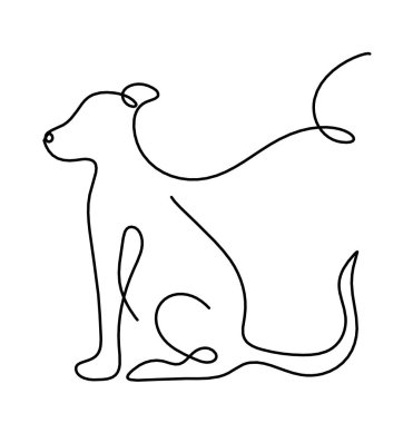 Soyut köpek silueti beyaz üzerine çizgi çiziyor