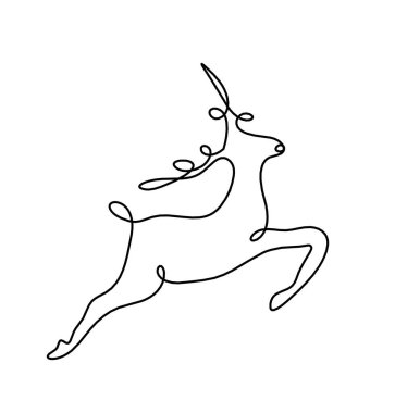 Soyut geyik silueti beyaz çizgiye çizilmiş gibi