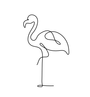 Soyut flamingo silueti beyaz üzerine çizgi çiziyor