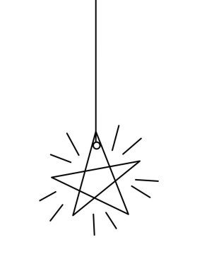 Beyaz arkaplanda sürekli çizim yapan yeni yıl oyuncağı yıldızı