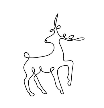 Soyut geyik silueti beyaz çizgiye çizilmiş gibi