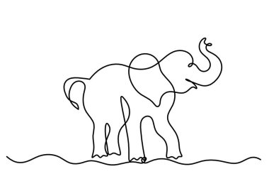 Soyut fil silueti beyaz üzerine çizgi çiziyor