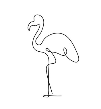 Soyut flamingo silueti beyaz üzerine çizgi çiziyor