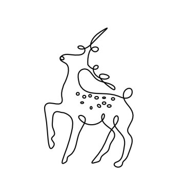 Soyut geyik silueti beyaz çizgiye çizilmiş gibi