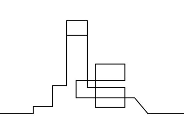 Beyaz arkaplanda sürekli çizgiler olarak soyut mimari