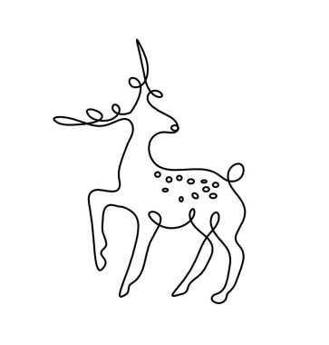 Soyut geyik silueti beyaz çizgiye çizilmiş gibi