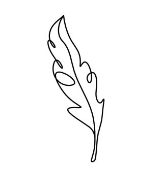 Soyut tüy silueti beyaz üzerine çizgi çizer gibi