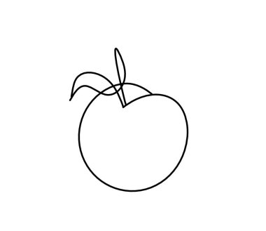 Beyaz arkaplanda kayısı (şeftali, nektarin, erik) çizimi