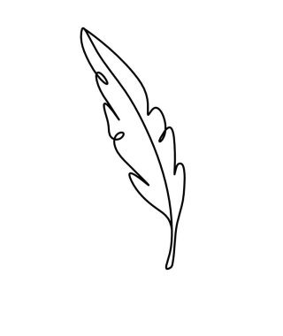 Soyut tüy silueti beyaz üzerine çizgi çizer gibi