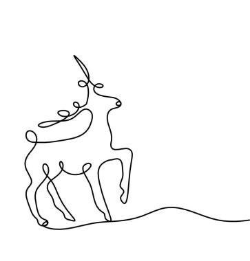 Soyut geyik silueti beyaz çizgiye çizilmiş gibi