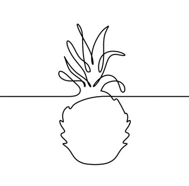 Beyaz arkaplanda ananas çizimi
