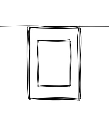 Resim için arkaplan olarak beyaz üzerine çizgi çizimi olarak soyut çerçeve