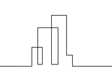 Beyaz arkaplanda sürekli çizgiler olarak soyut mimari