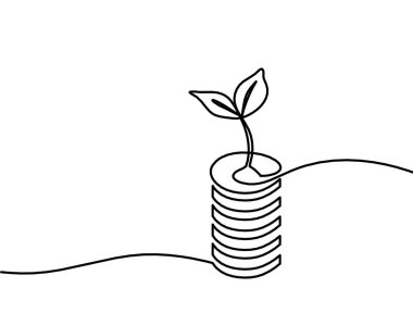 Beyaz arkaplanda sürekli çizgiler olarak dolar soyut sikkeler