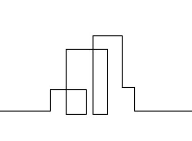 Beyaz arkaplanda sürekli çizgiler olarak soyut mimari
