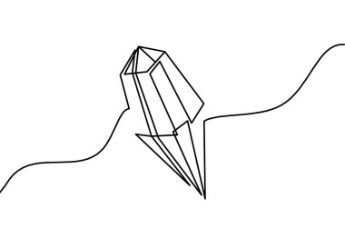 Beyaz arkaplanda sürekli çizgiler olarak soyut kristal