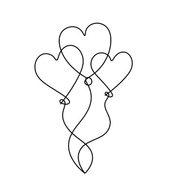 Beyaz arkaplanda çizgi çizimi olarak soyut hava balonu