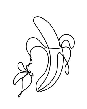 Beyaz arka planda kelebek olan muz çizgisi