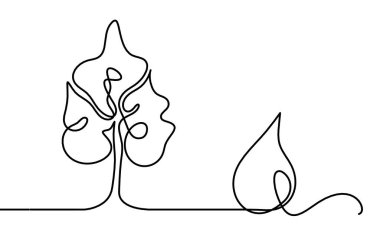 Beyaz arkaplanda çizgi çizimi olarak ağaç olan soyut düşüş