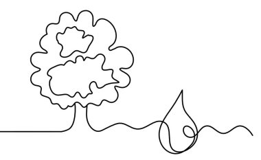 Beyaz arkaplanda çizgi çizimi olarak ağaç olan soyut düşüş