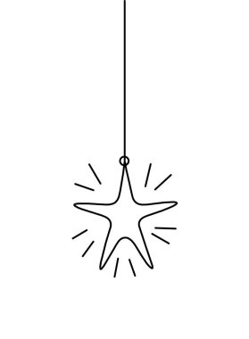 Beyaz arkaplanda sürekli çizim yapan yeni yıl oyuncağı yıldızı