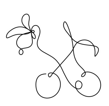 Beyaz arka planda kelebek olan kiraz çizgisi