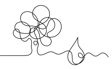 Beyaz arkaplanda çizgi çizimi olarak ağaç olan soyut düşüş