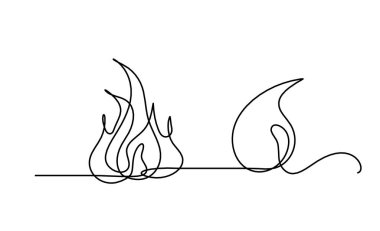 Beyaz arkaplanda satır çizimi olarak damla ile soyut ateş