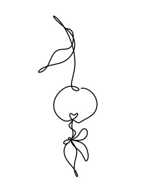 Beyaz arka planda kelebek olan kiraz çizgisi