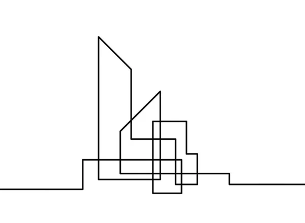 Абстрактная Архитектура Непрерывные Линии Рисующие Белом Фоне — стоковый вектор