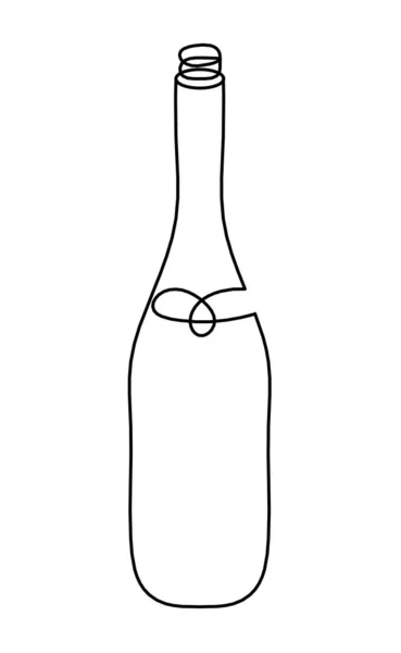 Tekening Fles Champagne Wijn Witte Achtergrond — Stockvector