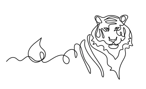 Sylwetka Abstrakcyjnego Tygrysa Elementem Wody Feng Shui Jako Rysunek Linii — Wektor stockowy