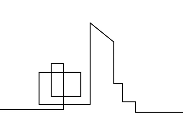白を基調とした連続線としての抽象建築 — ストックベクタ