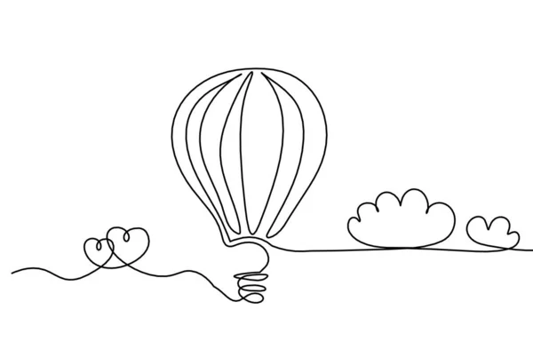 Ballon Air Abstrait Avec Des Nuages Des Cœurs Comme Dessin — Image vectorielle