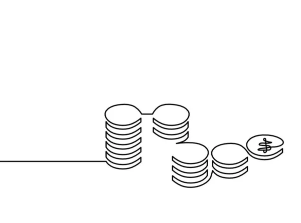 Monedas Abstractas Como Líneas Continuas Dibujando Sobre Fondo Blanco — Archivo Imágenes Vectoriales