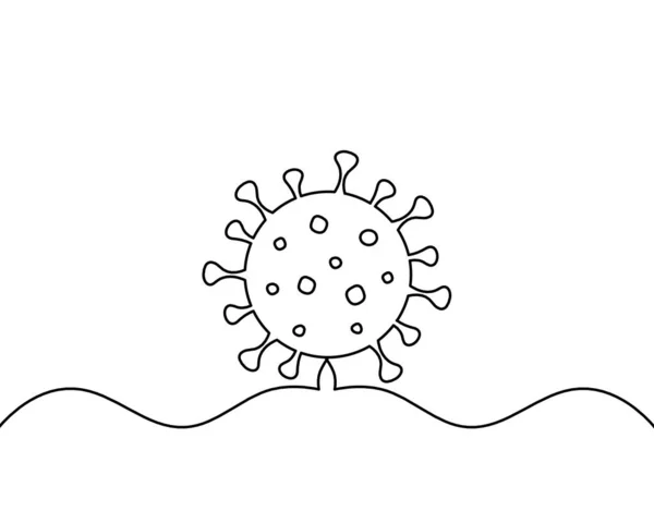 Abstrakt Tecken Koronavirus Som Linje Ritning Vit Bakgrund — Stock vektor