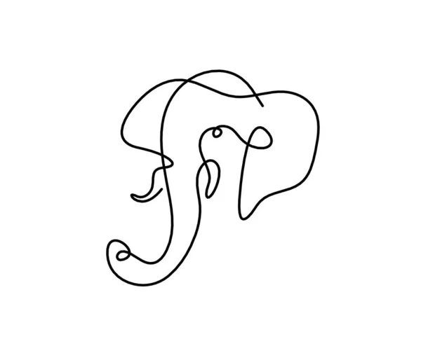 Silhouette Elefante Astratto Come Linea Che Disegna Bianco — Vettoriale Stock