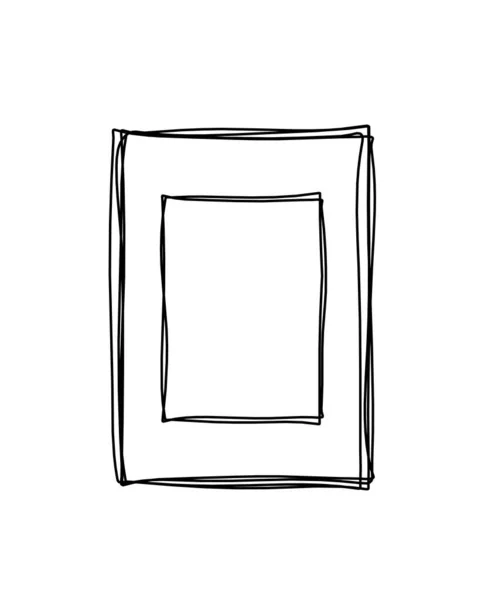 Abstraktní Rámec Pro Obrázek Jako Kresba Čáry Bílém Pozadí — Stockový vektor