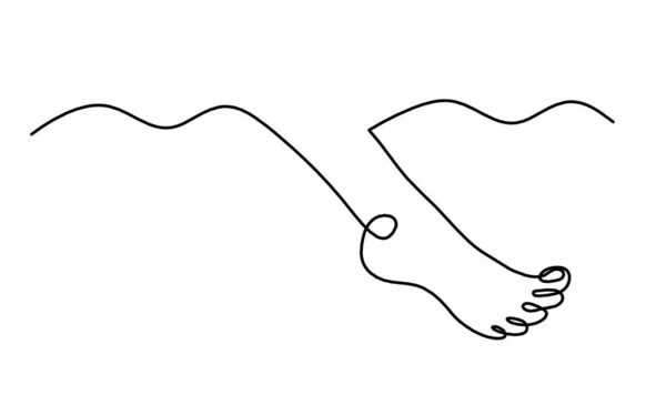 白い線画としての抽象的な足のシルエット — ストックベクタ