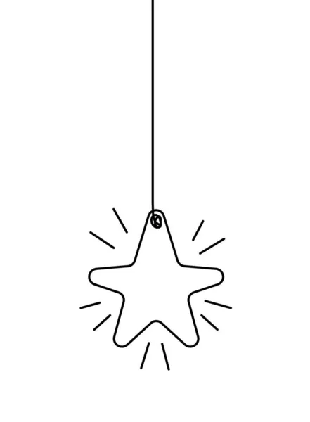Beyaz Arkaplanda Sürekli Çizim Yapan Yeni Yıl Oyuncağı Yıldızı — Stok Vektör