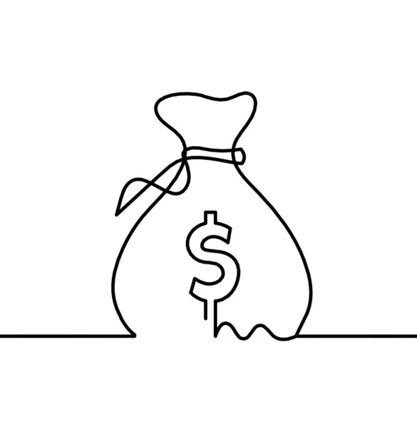 Dessin Abstrait Lignes Continues Comme Sac Dollars Sur Fond Blanc — Image vectorielle