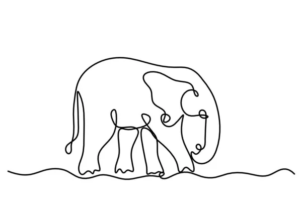 Silueta Elefante Abstracto Como Dibujo Línea Sobre Blanco — Archivo Imágenes Vectoriales