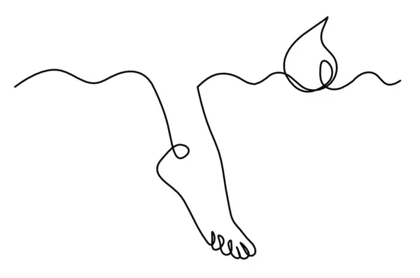 抽象脚的轮廓 以滴水为线条 画在白色上 — 图库矢量图片