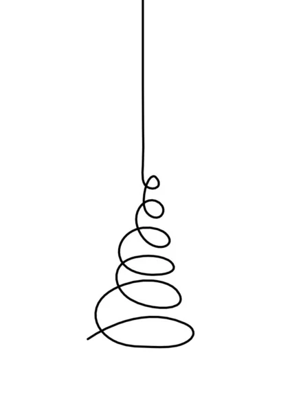 白を基調とした連続線描としての新年玩具 クリスマスツリー — ストックベクタ