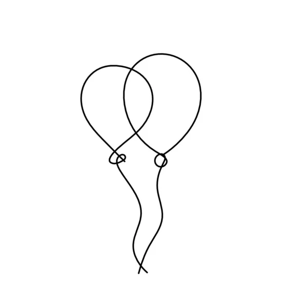 Abstrakt Luftballong Som Linje Ritning Vit Bakgrund — Stock vektor