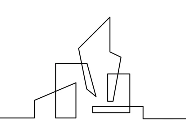 Abstrakte Architektur Als Durchgehende Linien Auf Weißem Hintergrund — Stockvektor