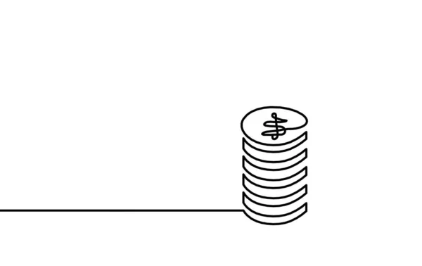 Dólar Moedas Abstratas Como Linhas Contínuas Desenhando Fundo Branco —  Vetores de Stock