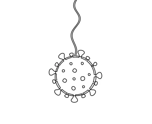 白い背景に線画としてのコロナウイルスのアブストラクトサイン — ストックベクタ