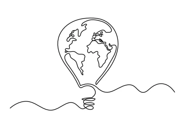 Balão Abstrato Com Mapa Terra Como Desenho Linha Sobre Fundo — Vetor de Stock
