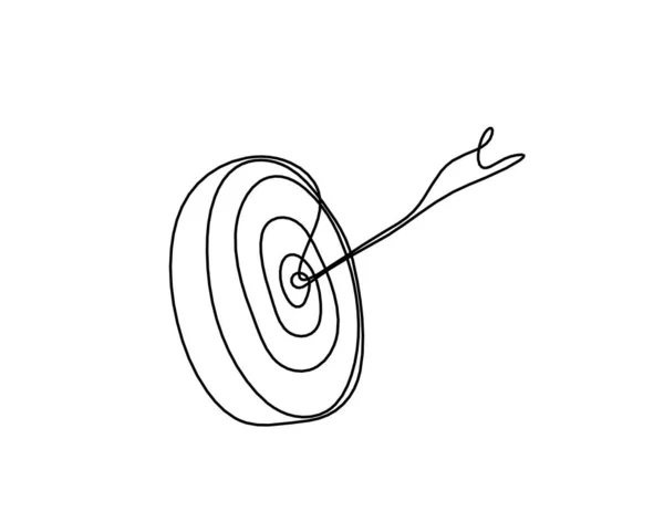 Abstraktní Šipka Cílovém Kruhu Jako Souvislá Čára Kreslení Bílém Pozadí — Stockový vektor